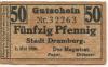 Dramburg (heute: PL-Drawsko Pomorskie) - Stadt - 1.5.1920 - 50 Pfennig 