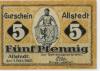 Allstedt - Gemeinde - 1.2.1920 - 5 Pfennig 