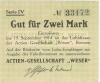 Bremen - AG Weser - - 19.9.1914 - 2 Mark 