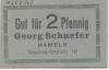 Hameln - Schaefer, Georg, Neue Marktstr. 16 - -- - 2 Pfennig 