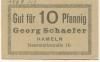 Hameln - Schaefer, Georg, Neue Marktstr. 16 - -- - 10 Pfennig 