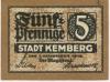 Kemberg - Stadt - 1.11.1918 - 31.12.1920 - 5 Pfennig 