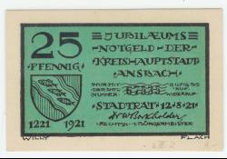 Ansbach - Stadt - 12.8.1921 - 25 Pfennig 