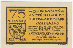 Ansbach - Stadt - 12.8.1921 - 75 Pfennig 