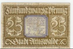 Arnswalde - Stadt - 1.8.1920 - 31.12.1921 - 25 Pfennig 