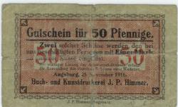 Augsburg - Himmer, J. P., Buch- und Kunstdruckerei - 25.11.1916 - 50 Pfennig 