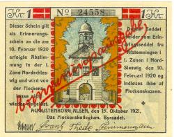 Augustenburg - Flecken - 15.10.1921 - 1 Krone 