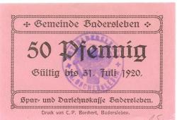 Badersleben (heute: Huy) - Gemeinde - - 31.7.1920 - 50 Pfennig 