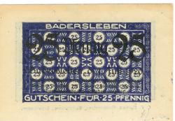 Badersleben (heute: Huy) - Gemeinde - 1.7.1920 - 30.6.1921- 25 Pfennig 