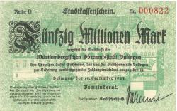 Balingen - Stadt - 19.9.1923 - 50 Millionen Mark 