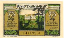 Ballenstedt - Kreis - 22.8.1921 - 75 Pfennig 