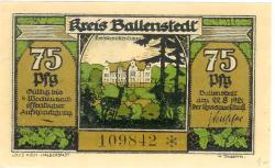 Ballenstedt - Kreis - 22.8.1921 - 75 Pfennig 
