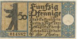 Berlin - Stadt - 9.9.1921 - 50 Pfennig 