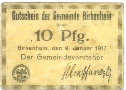 Birkenhain (heute: PL-Brzeziny Slaskie) - Gemeinde - 9.1.1917 - 31.3.1917 - 10 Pfennig 