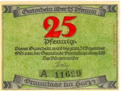 Braunlage - Gemeinde - - 31.12.1921 - 25 Pfennig 