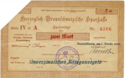 Braunschweig - Herzoglich Braunschweigische Leihhauskasse - 1.11.1918 - 2 Mark 