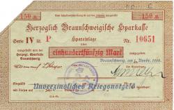 Braunschweig - Herzoglich Braunschweigische Leihhauskasse - 1.11.1918 - 150 Mark 