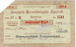 Braunschweig - Herzoglich Braunschweigische Leihhauskasse - 1.11.1918 - 300 Mark 