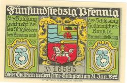 Brunsbüttelkoog (heute: Brunsbüttel) - Verein für Handel, Gewerbe und Industrie eV - - 31.1.1922 - 75 Pfennig 