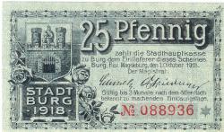 Burg - Stadt - 1.10.1918 - 25 Pfennig 