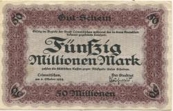 Crimmitschau - Stadt - 2.10.1923 - 50 Millionen Mark 