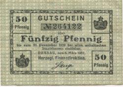 Dessau - Herzogliche Anhaltische Finanzdirektion - 6.3.1917 - 31.12.1919 - 50 Pfennig 