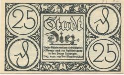 Diez - Stadt - Dezember 1920 - 25 Pfennig 