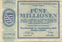 Dresden-Altstadt - Amtshauptmannschaft - 23.8.1923 - 5 Millionen Mark 