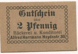 Dresden-Altstadt - Herrmann, Alfred, Bäckerei und Konditorei, Haydnstr. 30 - -- - 2 Pfennig 