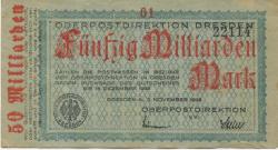 Dresden-Altstadt - Oberpostdirektion - 2.11.1923 - 50 Milliarden Mark 