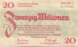Dresden-Neustadt - Amtshauptmannschaft - 24.9.1923 - 20 Millionen Mark 