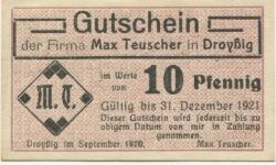 Droyßig - Teuscher, Max - September 1920 - 31.12.1920 - 10 Pfennig 