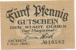 Düben - Stadt - 1.11.1919 - 5 Pfennig 