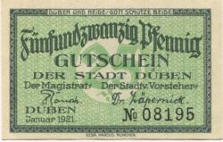 Düben - Stadt - Januar 1921 - 25 Pfennig 