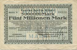 Duisburg-Meiderich - Niederrheinische Maschinenfabrik und Waggonbauanstalt GmbH - 17.8.1923 - 31.12.1923 - 5 Millionen Mark 