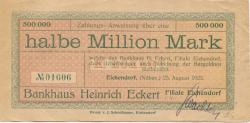 Eichendorf - Eckert, Heinrich, Bankhaus, Filiale Eichendorf - 25.8.1923 - 1/2 Million Mark 
