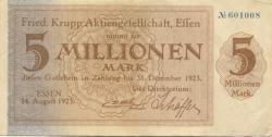 Essen - Krupp, Friedrich, AG - 14.8.1923 - 31.12.1923 - 5 Millionen Mark 