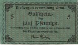 Ettal - Klostergut - - 31.12.1917 - 5 Pfennig 