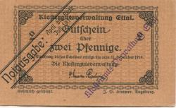 Ettal - Klostergut - - April - Ende Juli 1919 - 2 Pfennig 