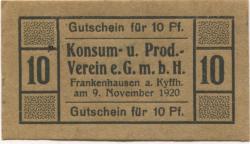 Frankenhausen - Konsum- und Produktiv-Verein - 9.11.1920 - 10 Pfennig 