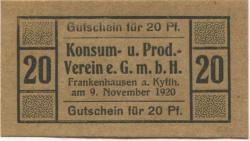 Frankenhausen - Konsum- und Produktiv-Verein - 9.11.1920 - 20 Pfennig 