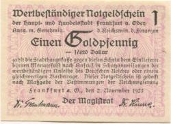 Frankfurt - Stadt - 2.11.1923 - 1 Gold-Pfennig 