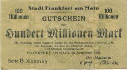 Frankfurt - Stadt - 28.9.1923 - 100 Millionen Mark 
