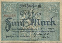 Frankfurt - Stadt - 15.10.1918 - 1.2.1919 - 5 Mark 