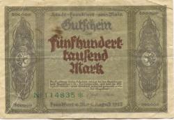 Frankfurt - Stadt - 1.8.1923 - 500000 Mark 