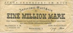 Frankfurt - Stadt - 1.8.1923 - 1 Million Mark 