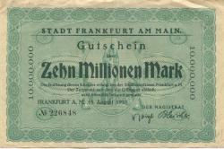 Frankfurt - Stadt - 15.8.1923 - 10 Millionen Mark 