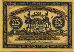 Freiberg - Stadt - (22.7.) 1921 - 31.12.1921 - 75 Pfennig 