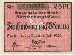 Fürstenberg - Stadt - 1.7.1920 - 25 Pfennig 