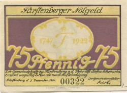Fürstenberg -Gemeinde - 1.12.1921 - 75 Pfennig 